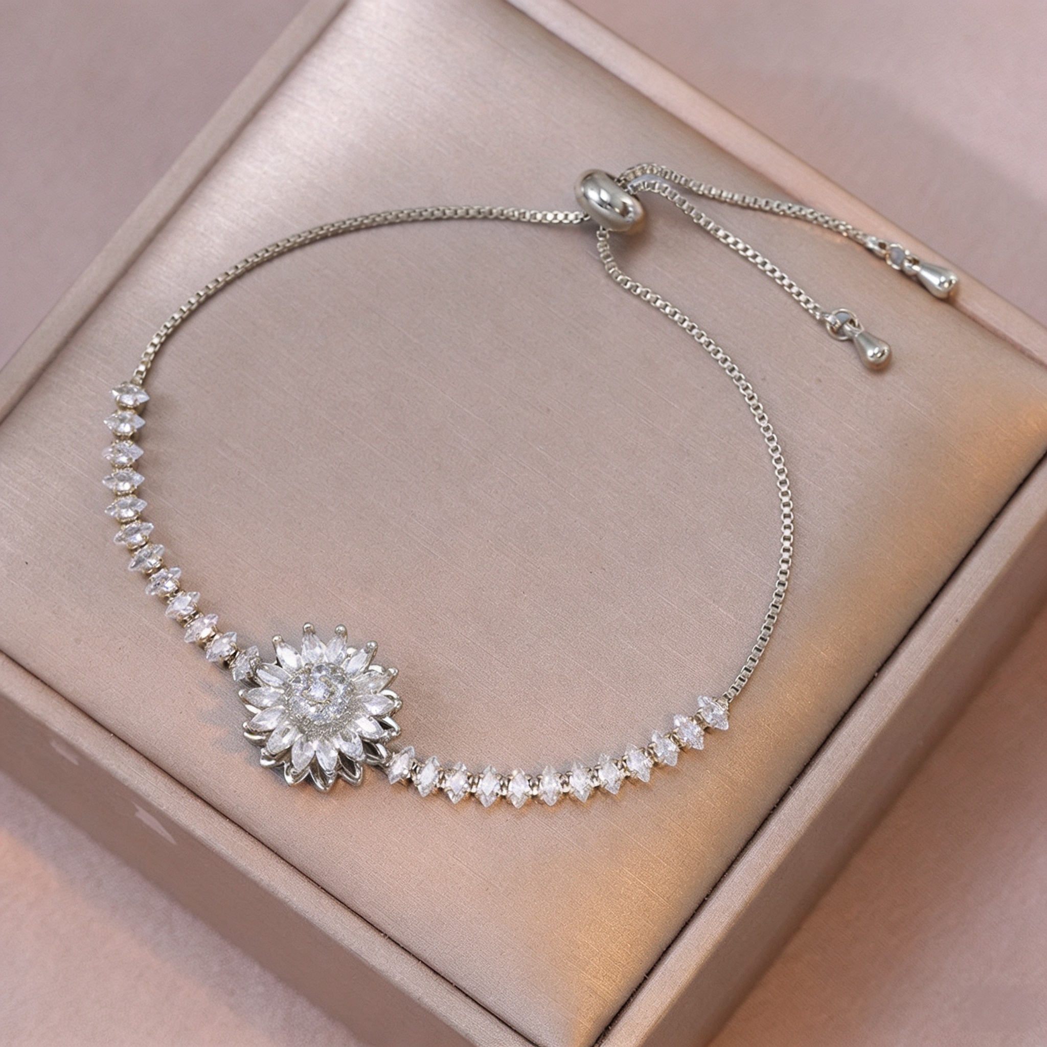 🌻 Moissanite Rotating Sunflower Jewelry Set