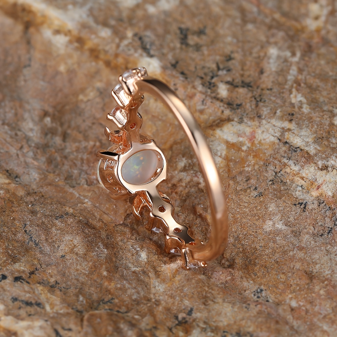 Delicate Opal Moissanite Ring Oval Cut Gemstone Hand Jewelry Engagement Ring Jewelry For Women