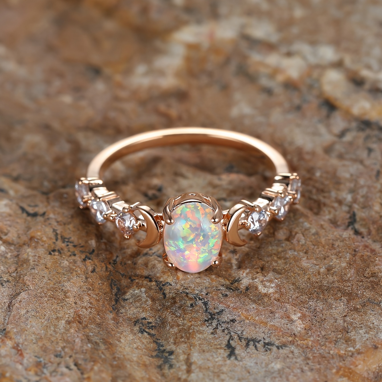 Delicate Opal Moissanite Ring Oval Cut Gemstone Hand Jewelry Engagement Ring Jewelry For Women