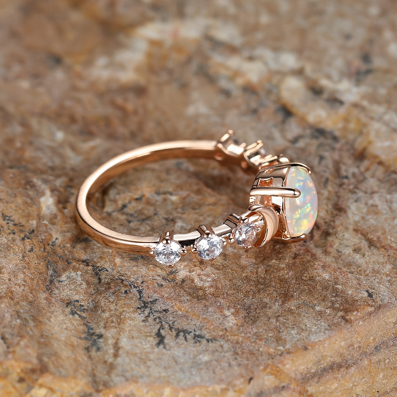 Delicate Opal Moissanite Ring Oval Cut Gemstone Hand Jewelry Engagement Ring Jewelry For Women