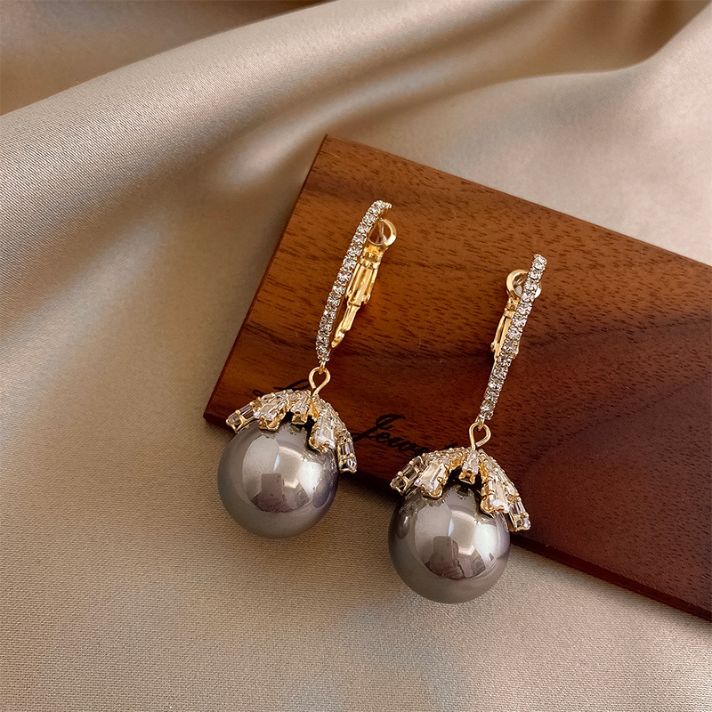 AAAA Akoya Hypoallergenic Cubic Zirconia Dangle Pearl Earrings