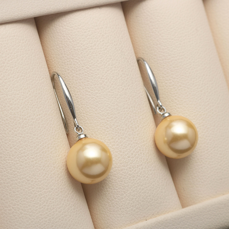 925 Sterling Silver White Gold Plated Inlay Pearl Pendant Earrings For Women Girls Ladies