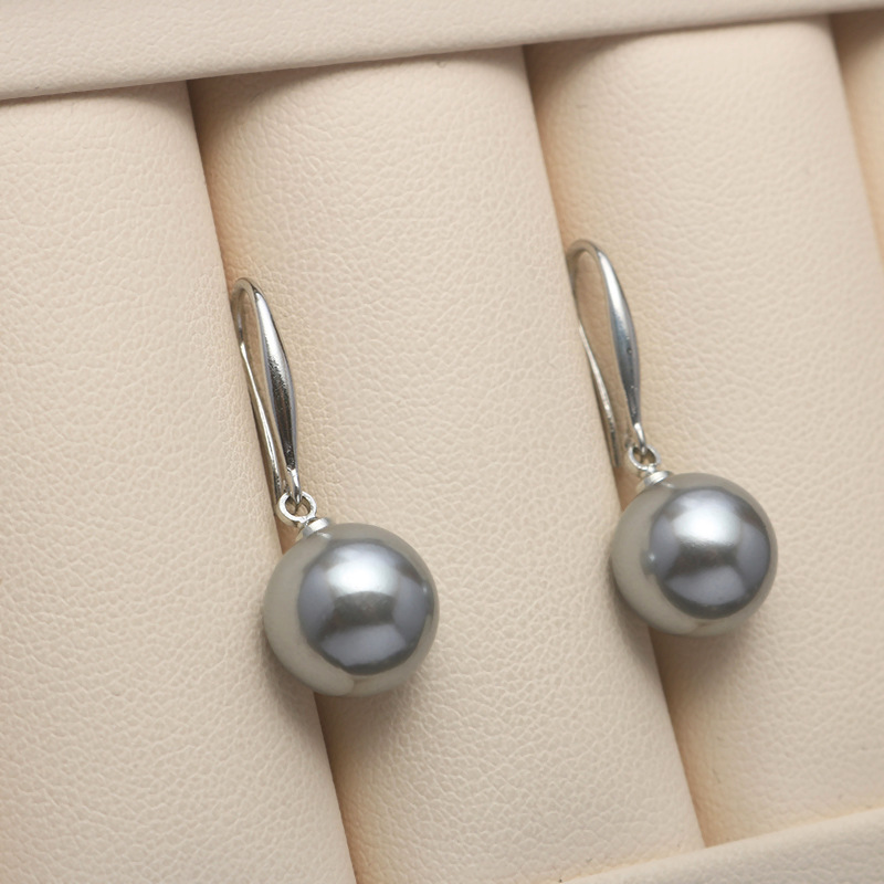 925 Sterling Silver White Gold Plated Inlay Pearl Pendant Earrings For Women Girls Ladies