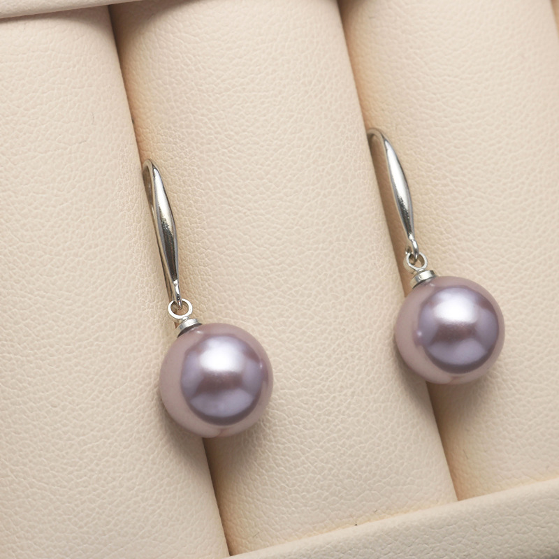 925 Sterling Silver White Gold Plated Inlay Pearl Pendant Earrings For Women Girls Ladies