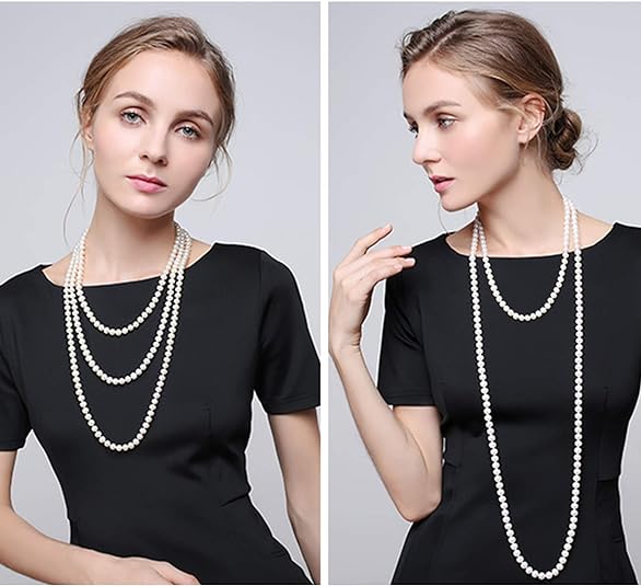 Elegant Long Pearl Necklace