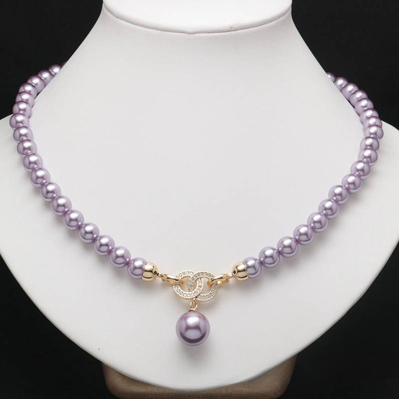 Fashionable Pearl Necklace Niche Micro-paved Zircon Pearl Necklace