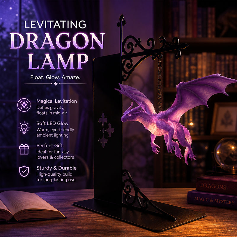 🐲Sárkányos Könyvespolc Lámpa - Elbűvölő Lebegő Sárkány Éjszakai Fény