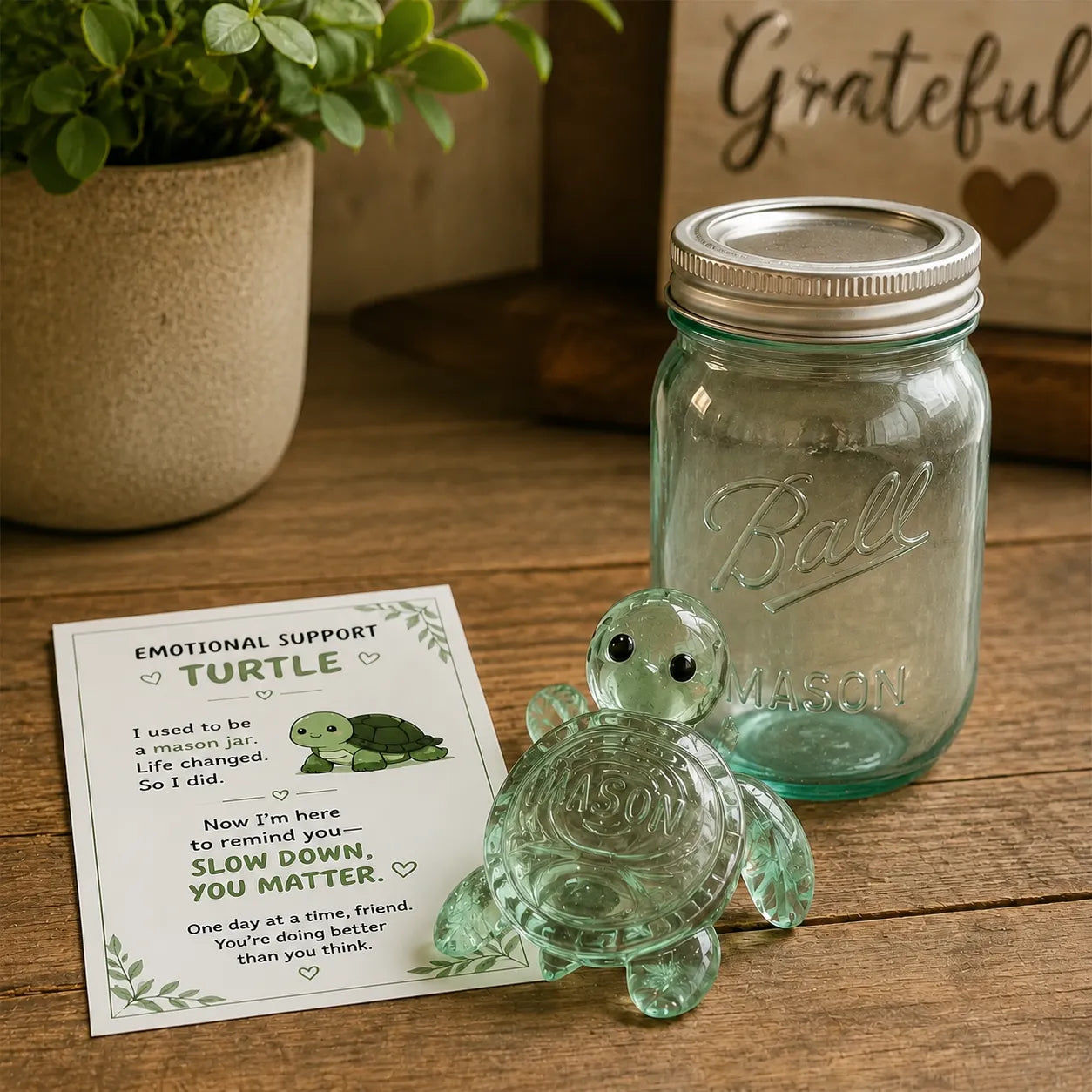 🐢Eredeti újrahasznosított üvegből készült támasztóteknős