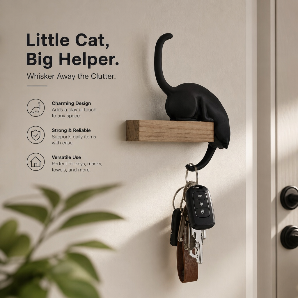 Black & white cat hook set