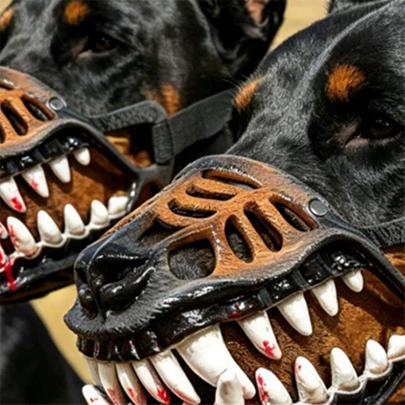 🎃MOST 50% KEDVEZMÉNY! 🐶Halloween valósághű parádé kisállat szájkosár – ijesztő, véres agyarakkal teli kutyajelmez szájkosár, állítható vicces cosplay kiegészítő halloweeni partira