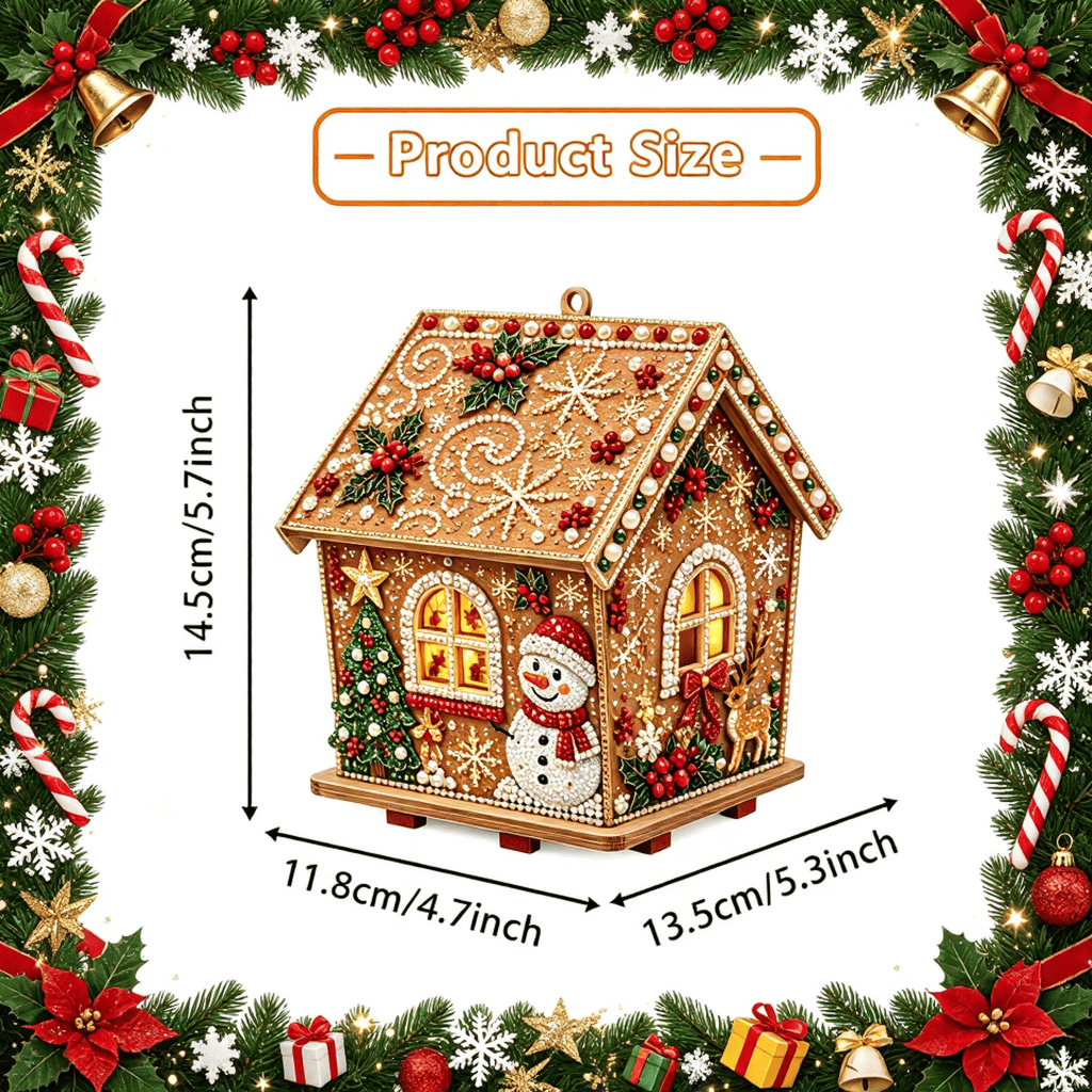 Christmas Wooden House 3D Rhinestone Diamond Art DIY Kit Size Christmas Wooden House 3D Rhinestone Diamond Art DIY Kit Size