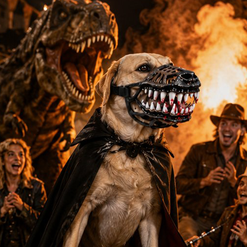 🎃MOST 50% KEDVEZMÉNY! 🐶Halloween valósághű parádé kisállat szájkosár – ijesztő, véres agyarakkal teli kutyajelmez szájkosár, állítható vicces cosplay kiegészítő halloweeni partira