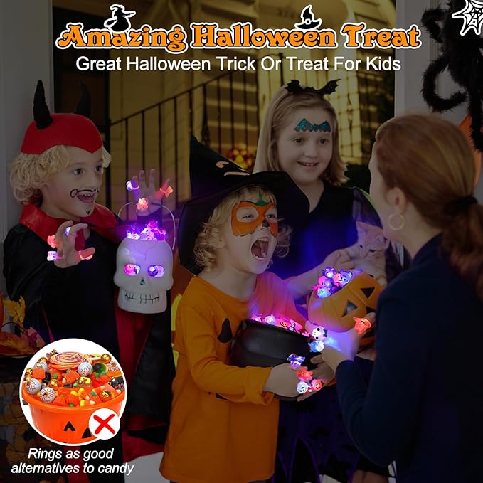 🎁LED-es Halloweeni Világító Gyűrű😍 - 50 darabos Készlet