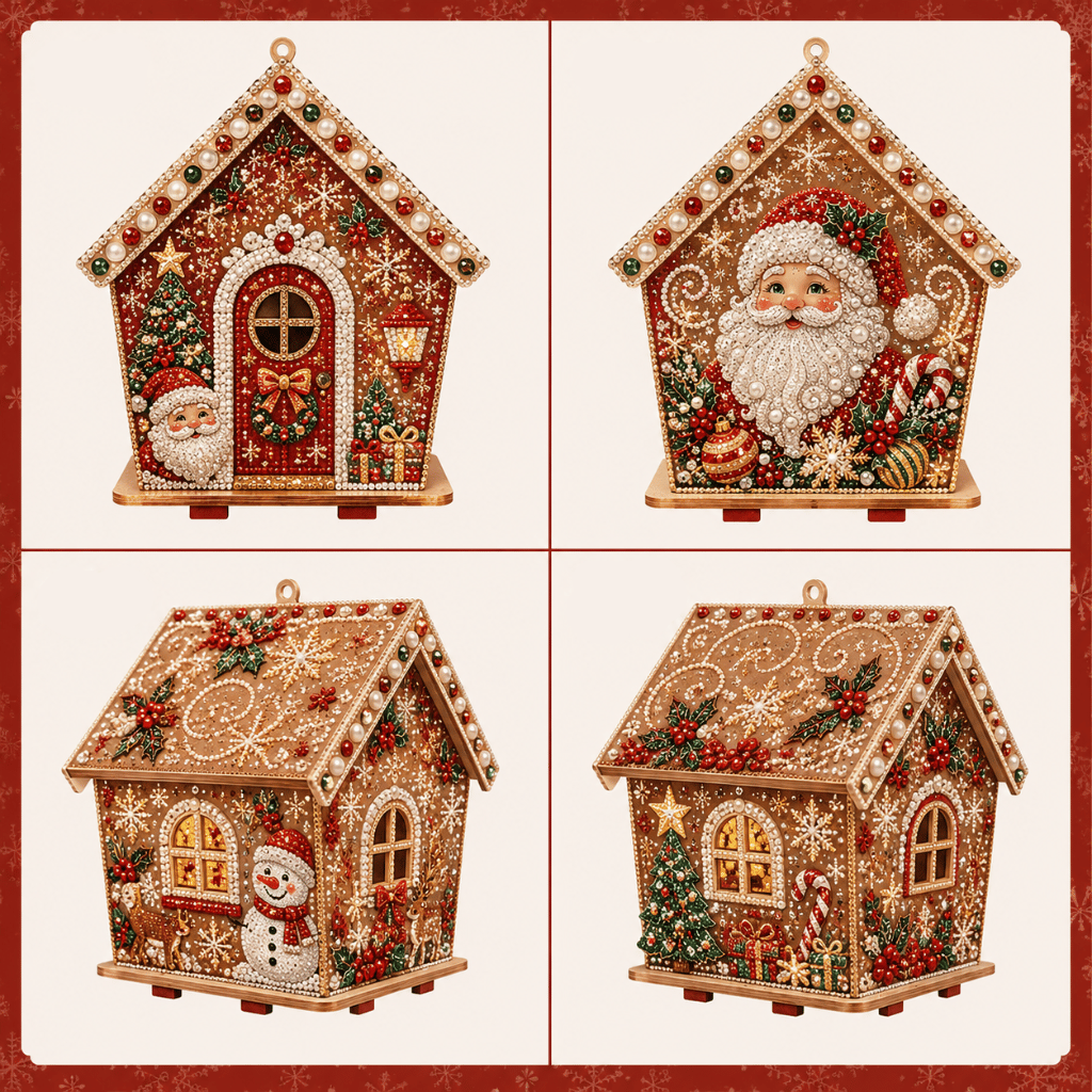 Christmas Rhinestone Wooden House Finished Display Christmas Rhinestone Wooden House Finished Display