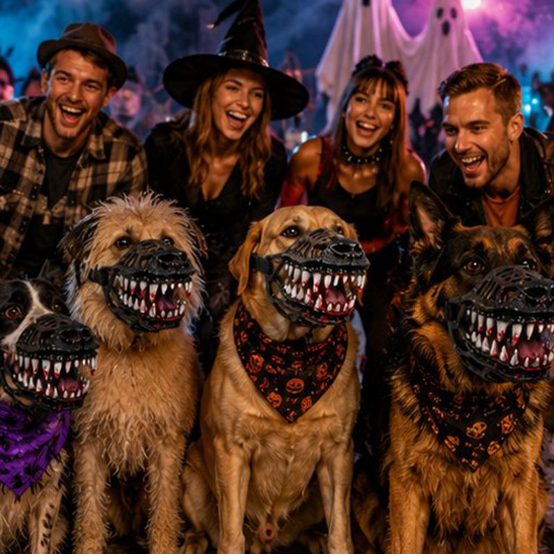 🎃MOST 50% KEDVEZMÉNY! 🐶Halloween valósághű parádé kisállat szájkosár – ijesztő, véres agyarakkal teli kutyajelmez szájkosár, állítható vicces cosplay kiegészítő halloweeni partira