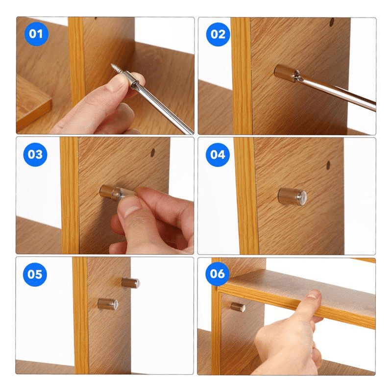 40 sztuk wkrętów samogwintujących, kołków podtrzymujących półki, kołków półkowych z tuleją antypoślizgową