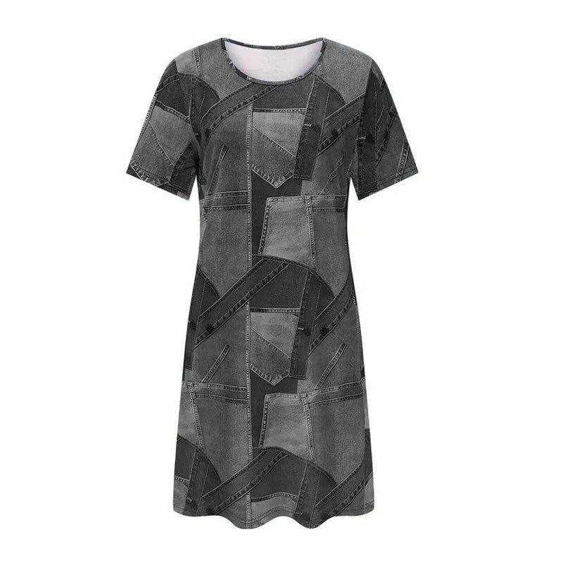Damska sukienka casualowa z patchworku