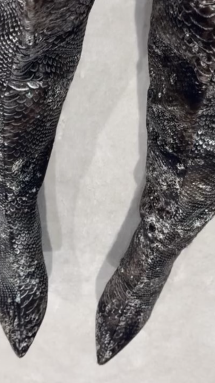 Snake-print Over-the-knee Boots