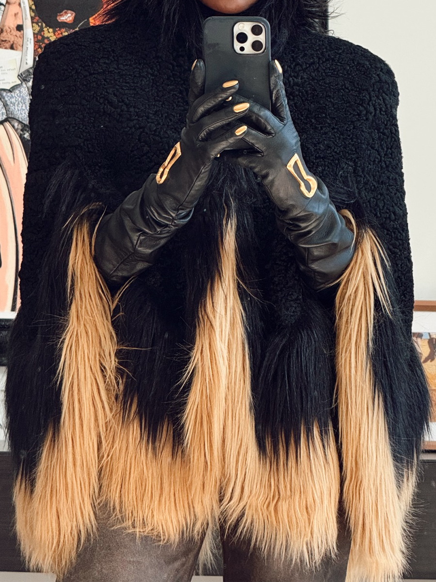 Irregular Hem Patchwork Faux Fur Coat