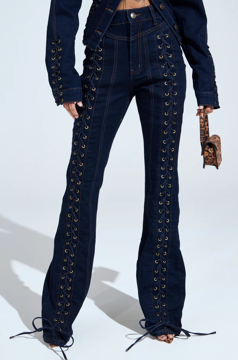 Drawstring Denim Jacket And Pants