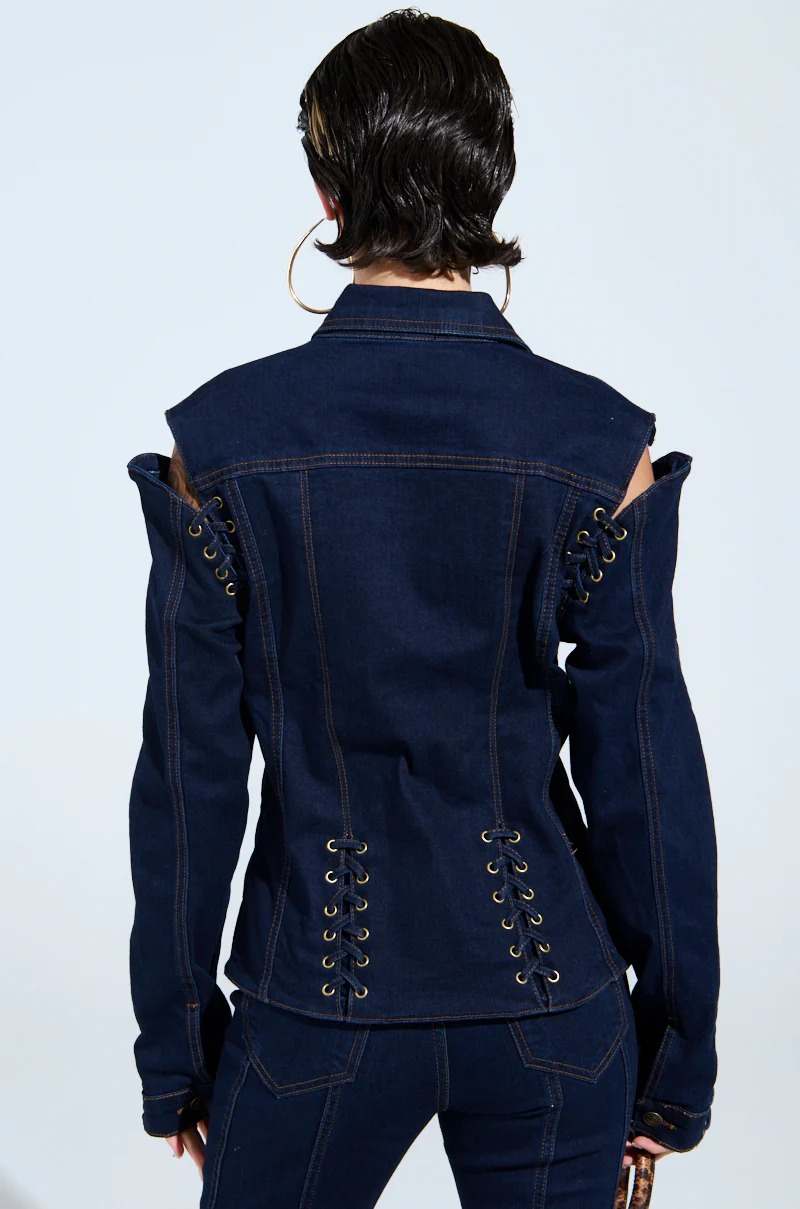 Drawstring Denim Jacket And Pants