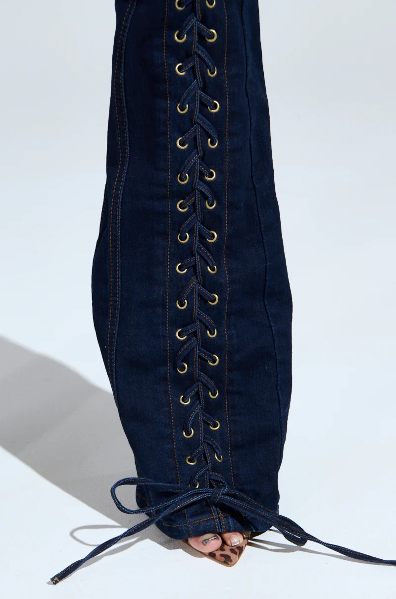 Drawstring Denim Jacket And Pants