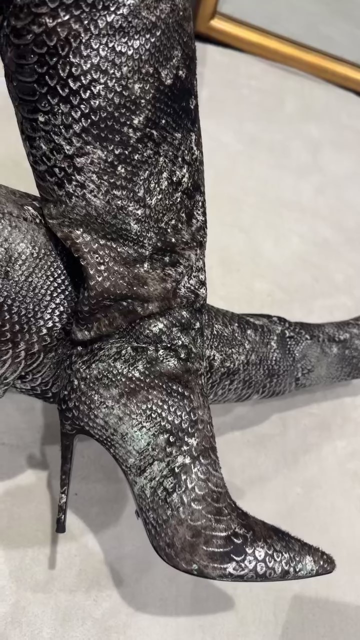 Snake-print Over-the-knee Boots