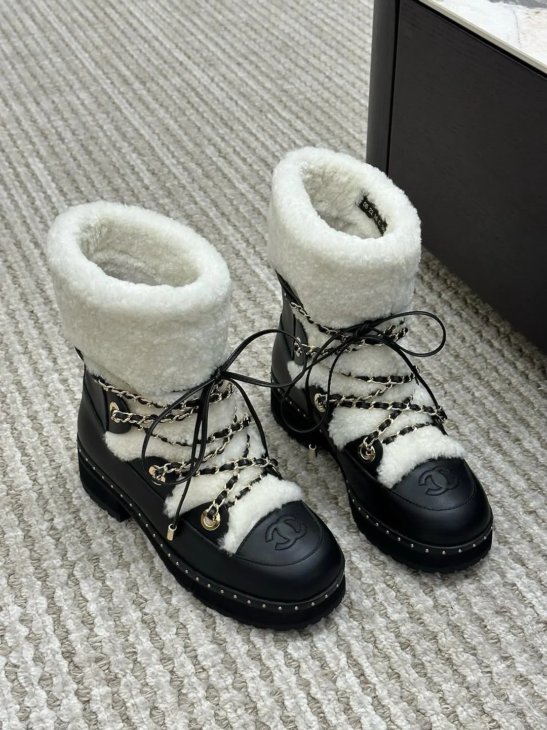 Black Shearling-Lined Ankle Boots