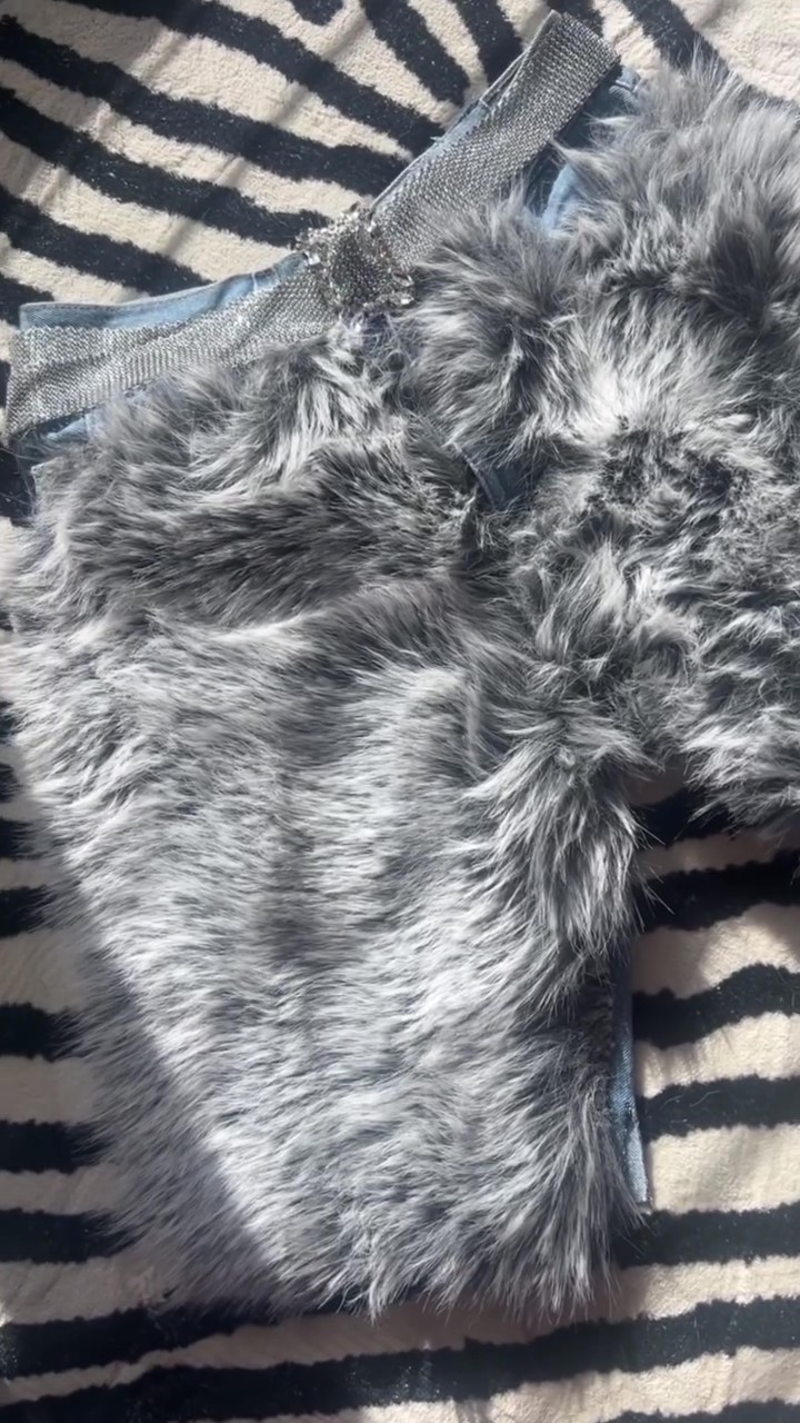 Faux Fur Denim Shorts