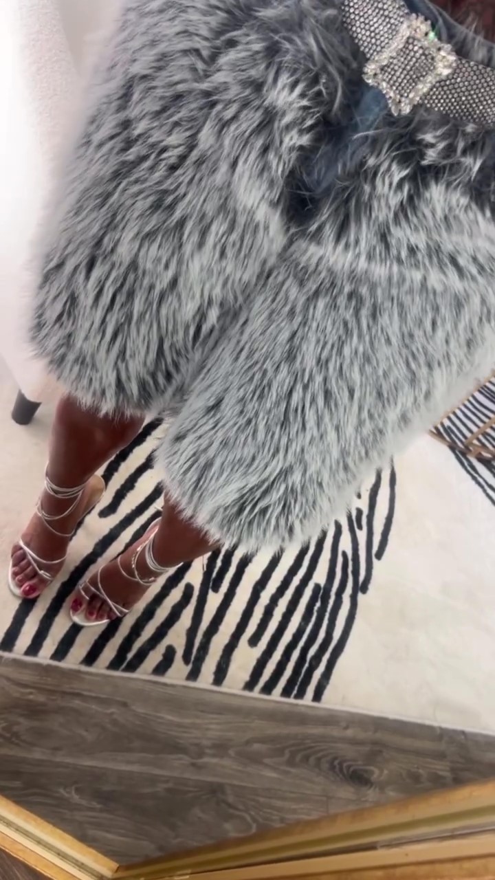 Faux Fur Denim Shorts