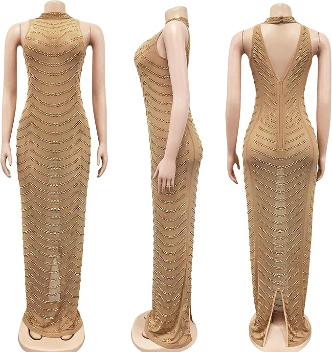 Sleeveless Rhinestone Dress