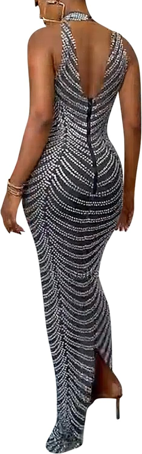 Sleeveless Rhinestone Dress
