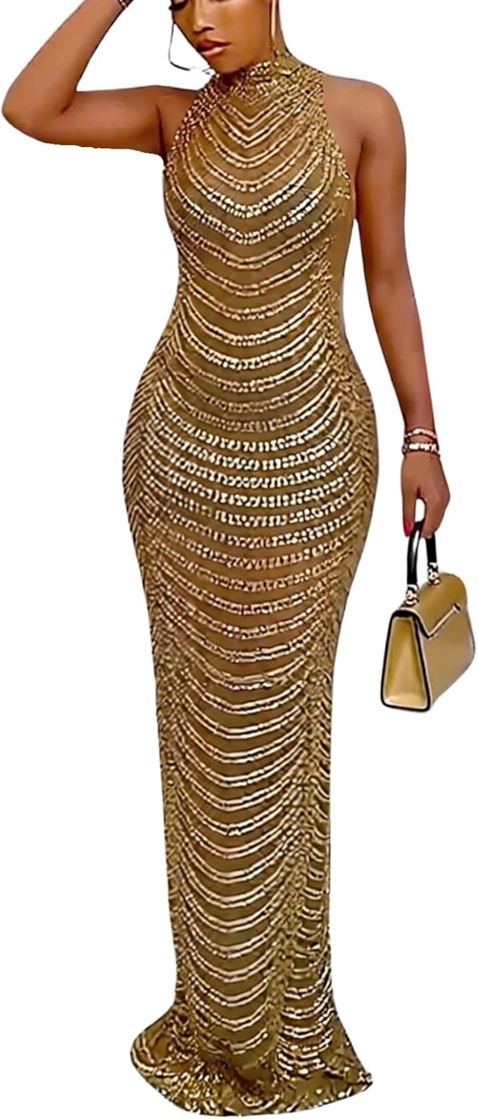 Sleeveless Rhinestone Dress