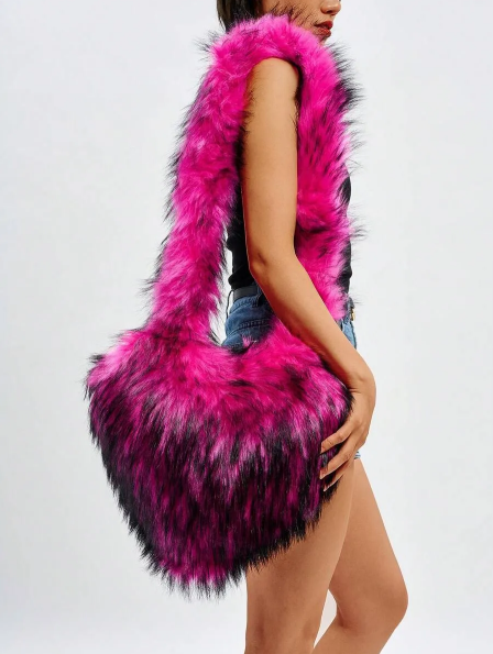 Plush Heart-shaped Crossbody Bag