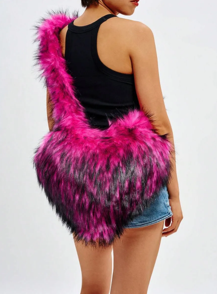 Plush Heart-shaped Crossbody Bag