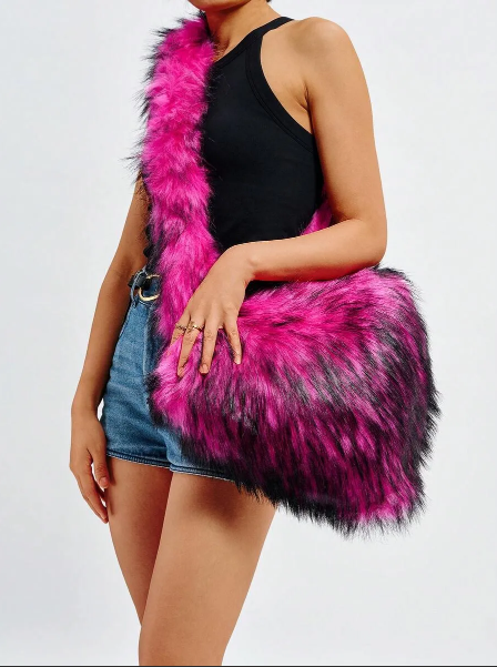 Plush Heart-shaped Crossbody Bag