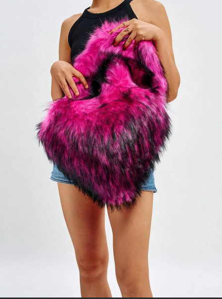 Plush Heart-shaped Crossbody Bag
