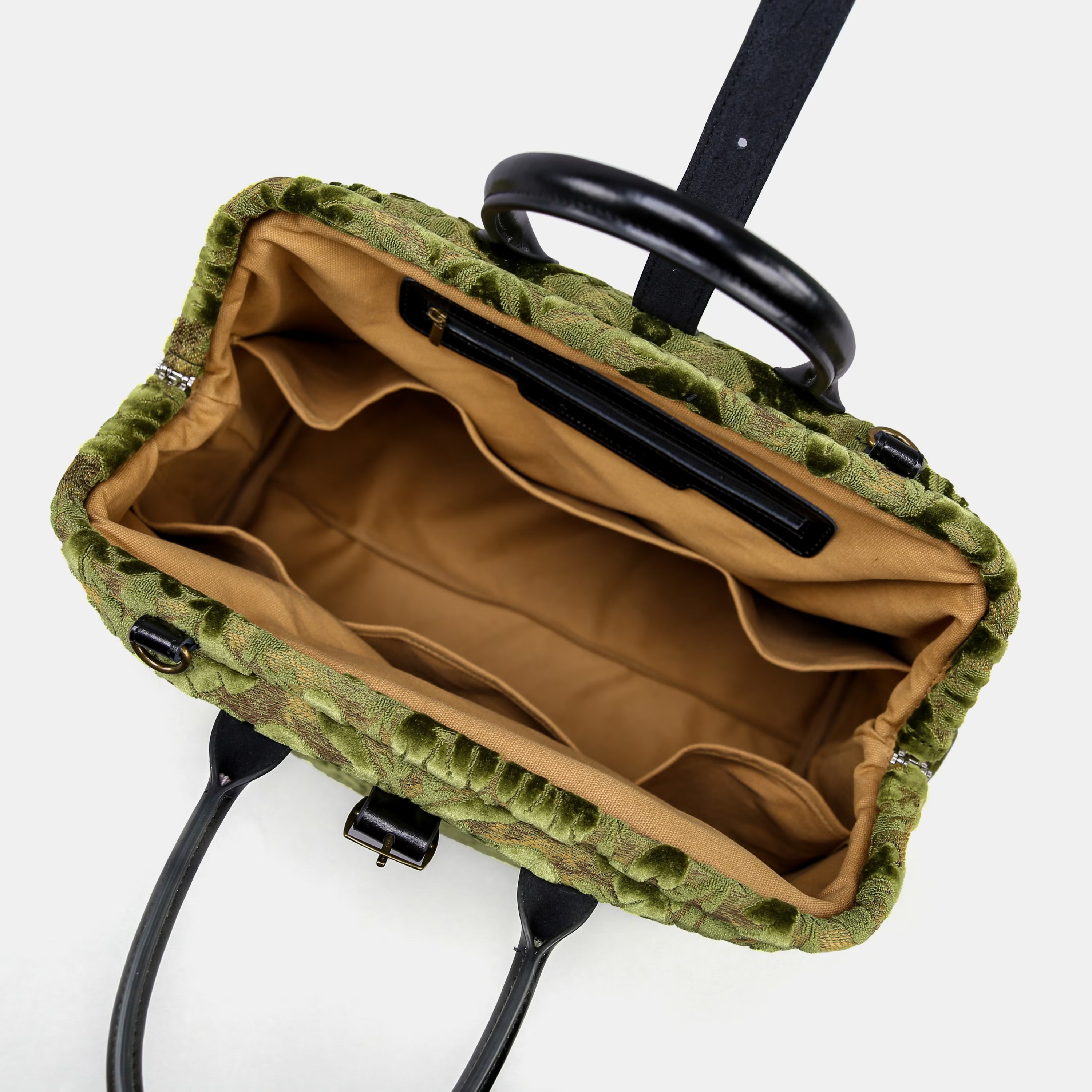 Large Velvet Embroidered Print Bag