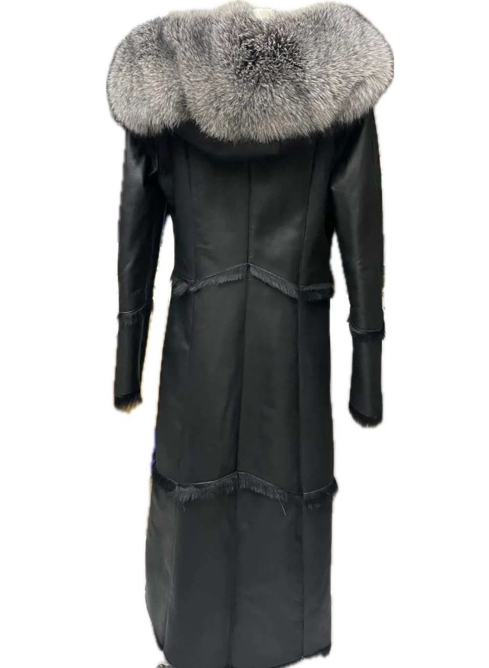 Long Hooded Coat With Integrated Fur Lining