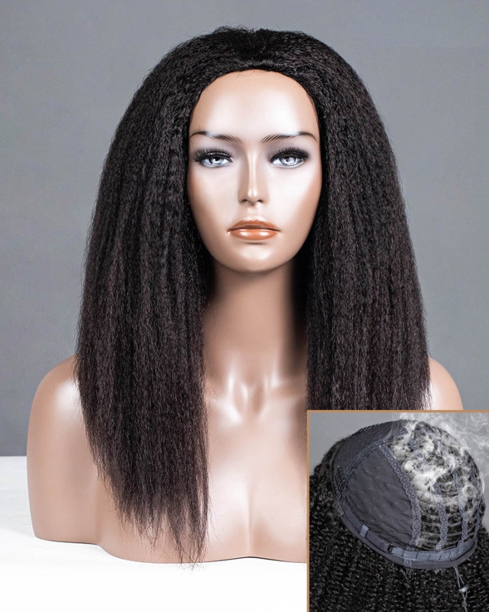 Kinky Blow-out Breathable Cap Half Wig