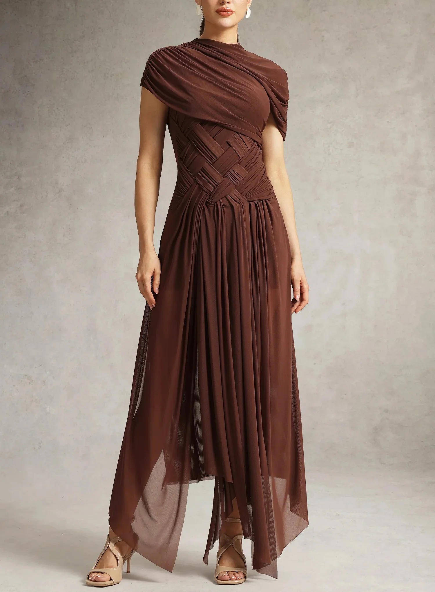 Braided Tulle Maxi Dress