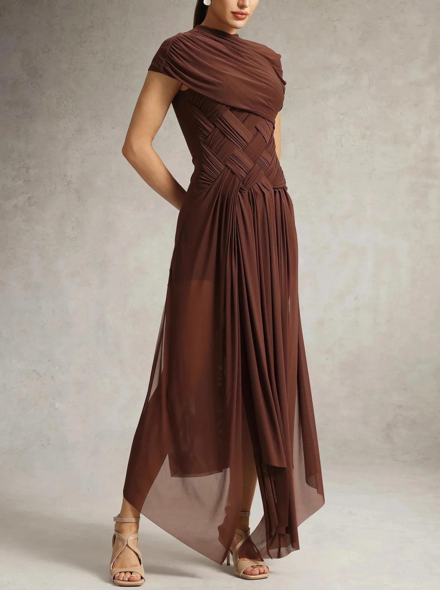 Braided Tulle Maxi Dress