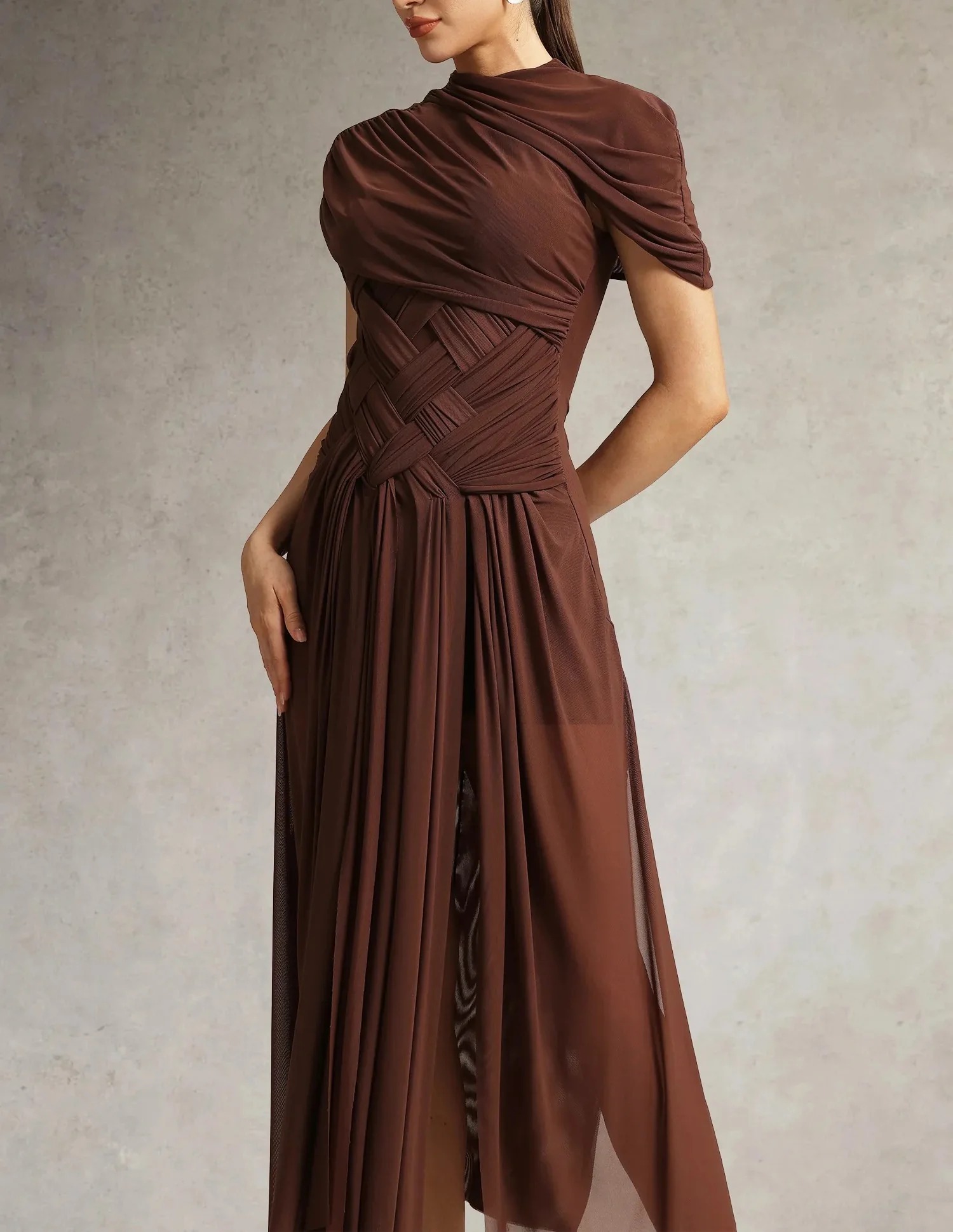 Braided Tulle Maxi Dress