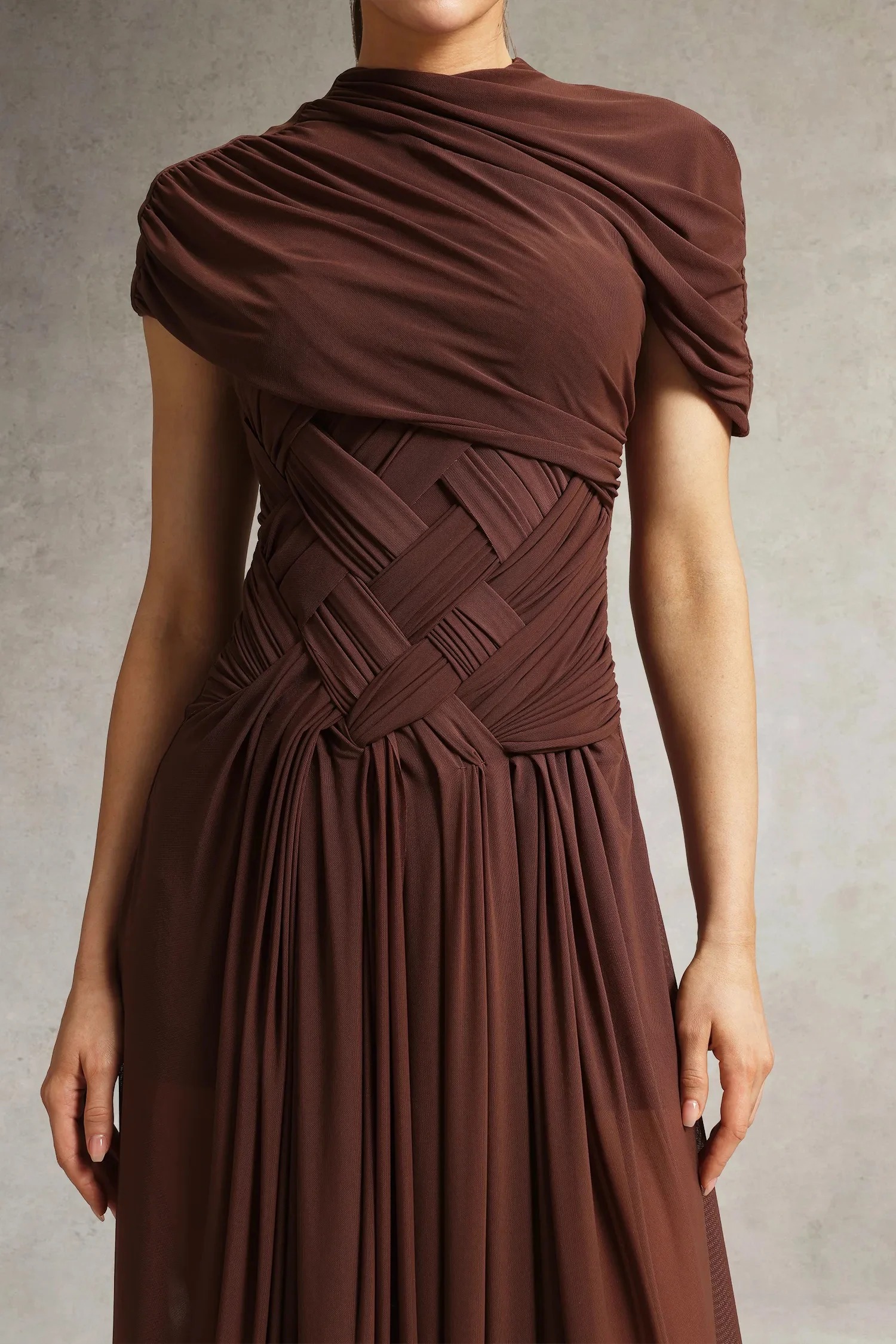 Braided Tulle Maxi Dress