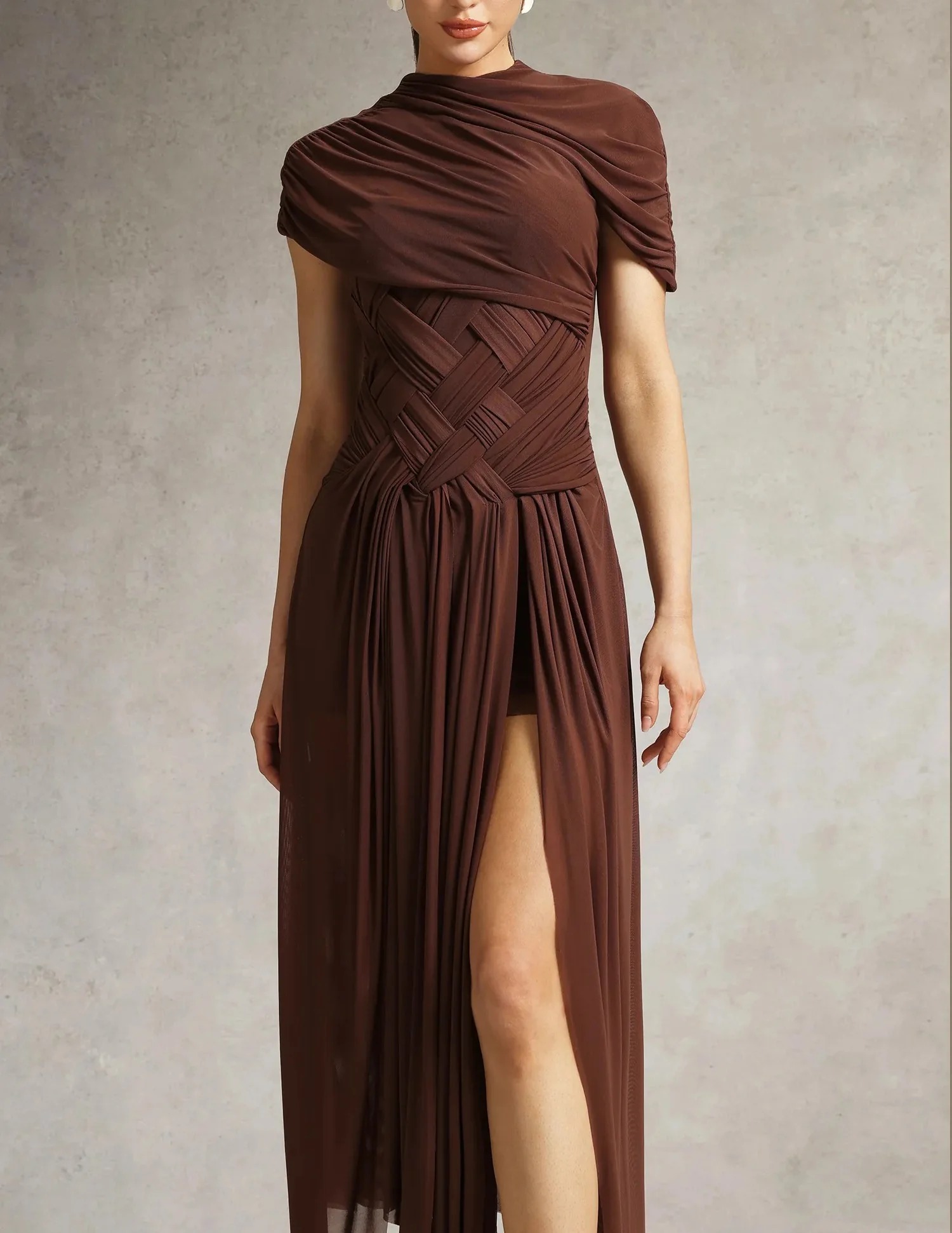 Braided Tulle Maxi Dress