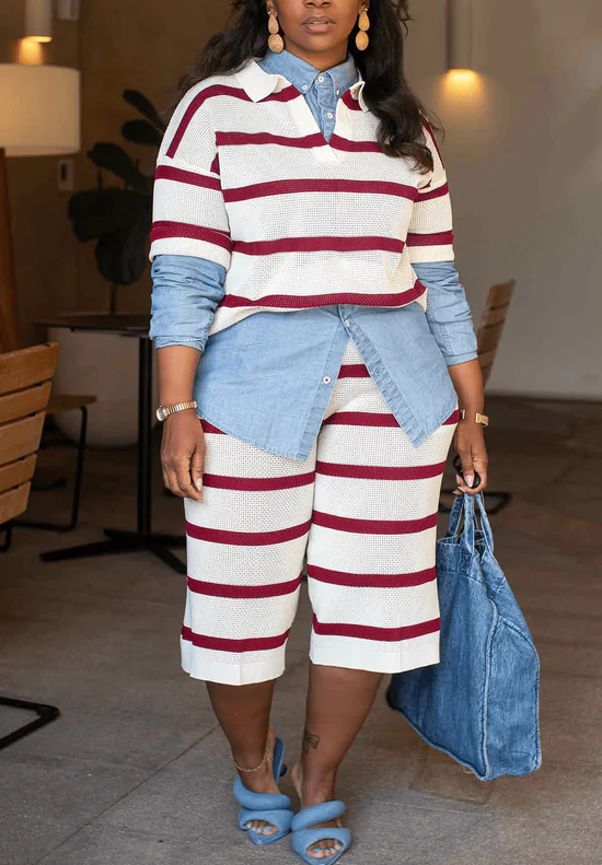 Striped Knit Two-Piece Set