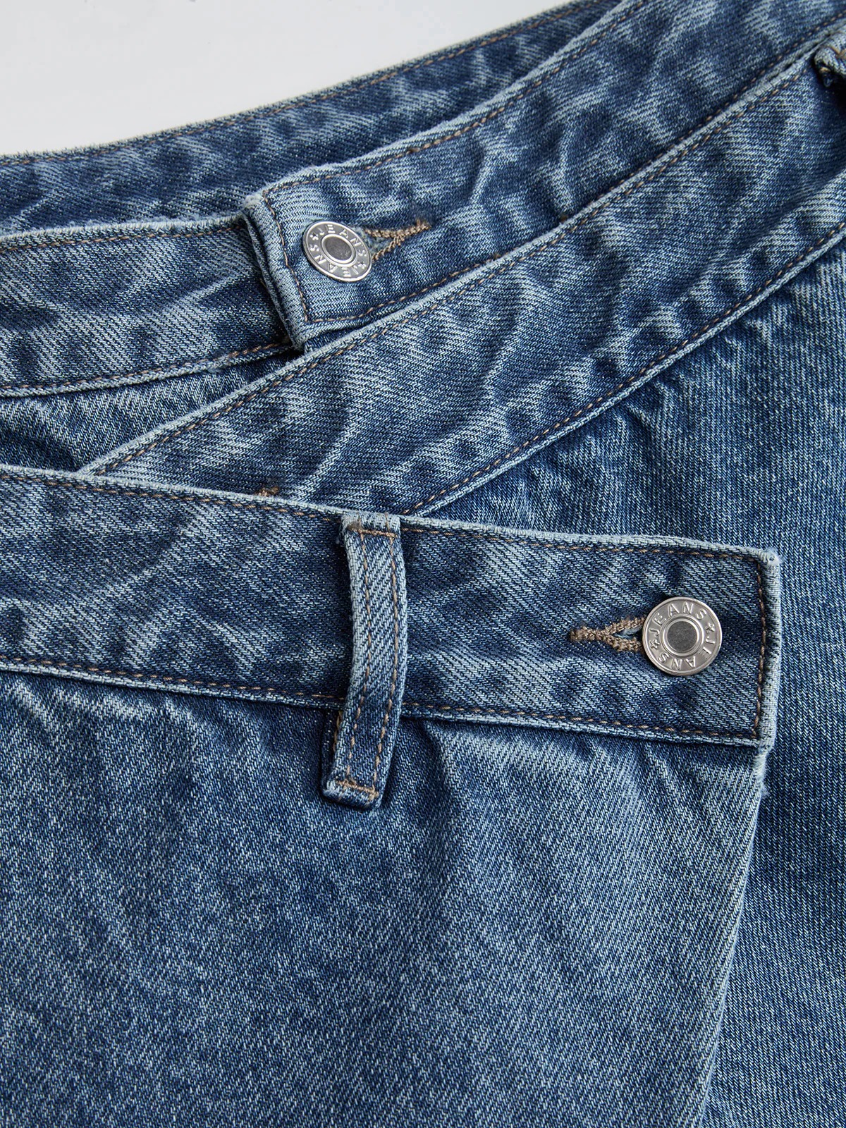 Cross-Front Wide-Leg Jeans