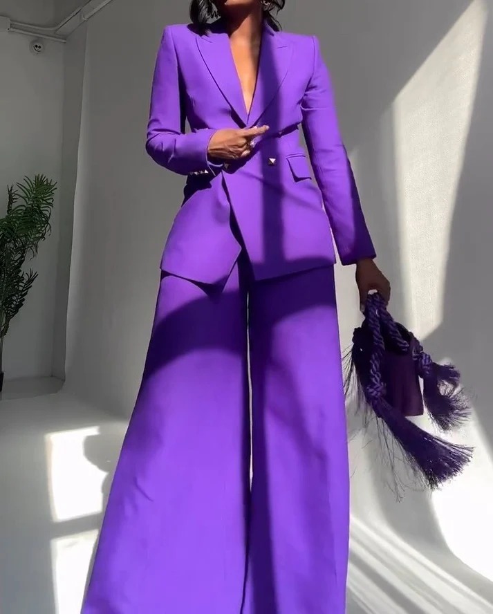Purple loose-fitting suit set