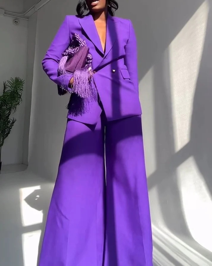 Purple loose-fitting suit set
