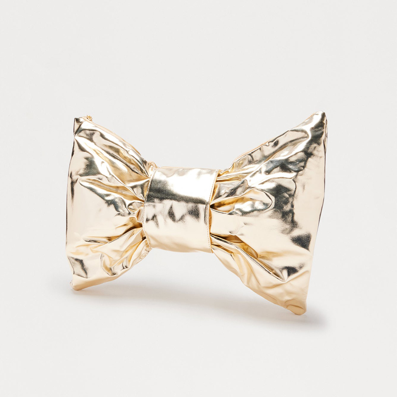 Bow Design Faux Leather Clutch